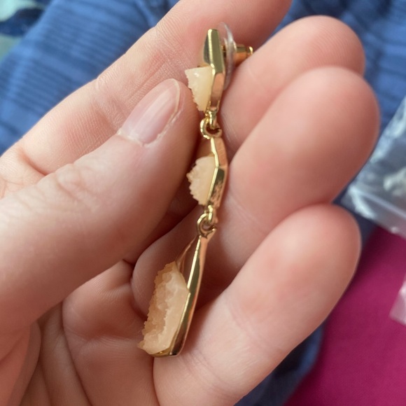 Pink Druzzy Dangle Earrings - Picture 5 of 5